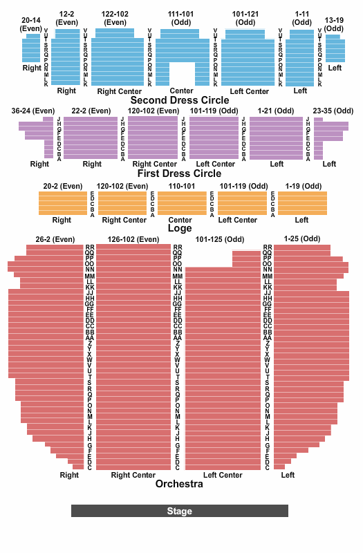 Providence Performing Arts Center PPAC Seating Chart