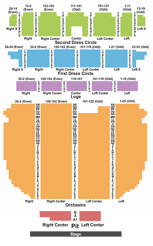 Providence Performing Arts Center PPAC Seating Chart